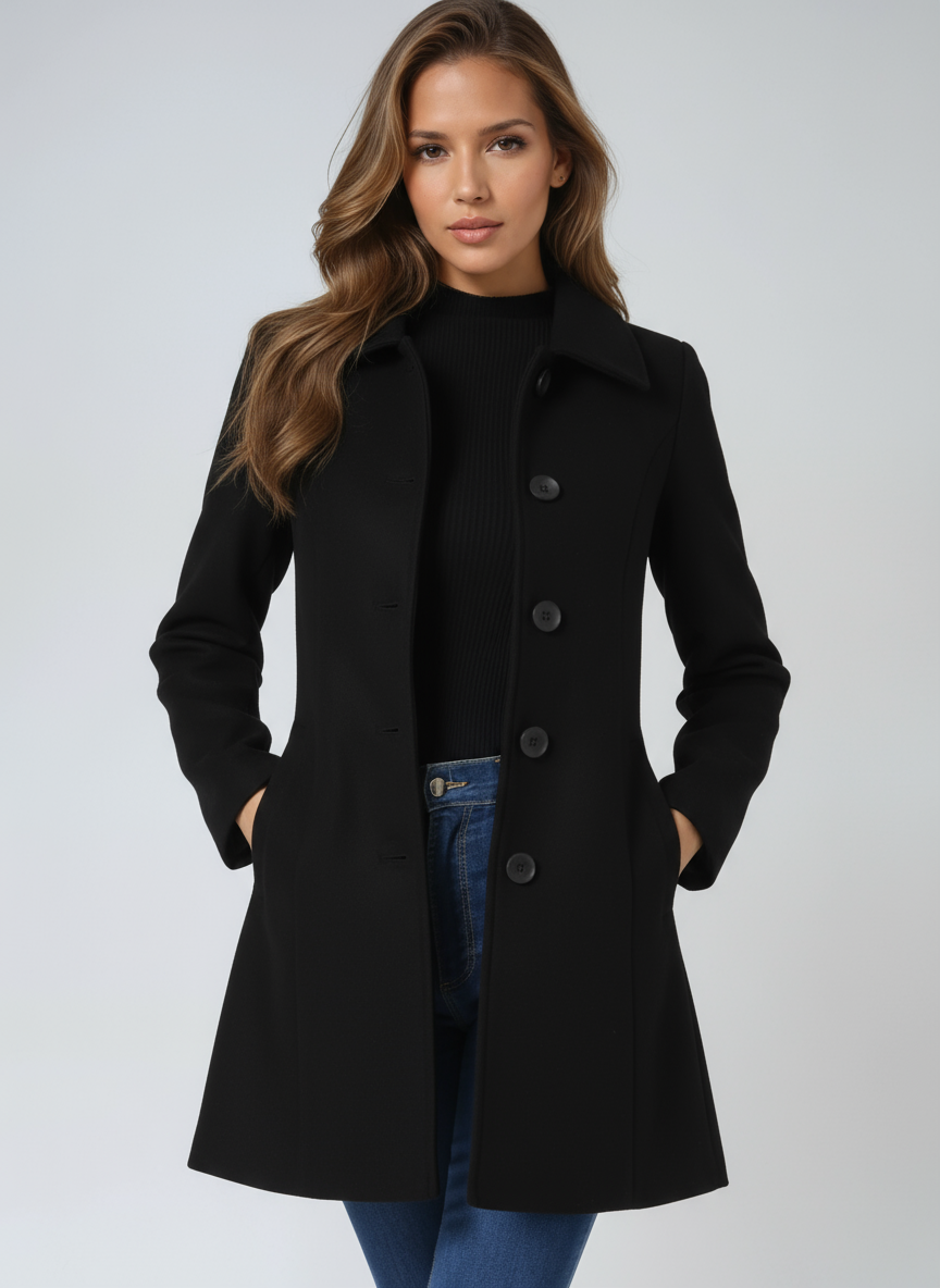 Women's Trenchcoat Fitted Button Closure Structured Collar Workwear