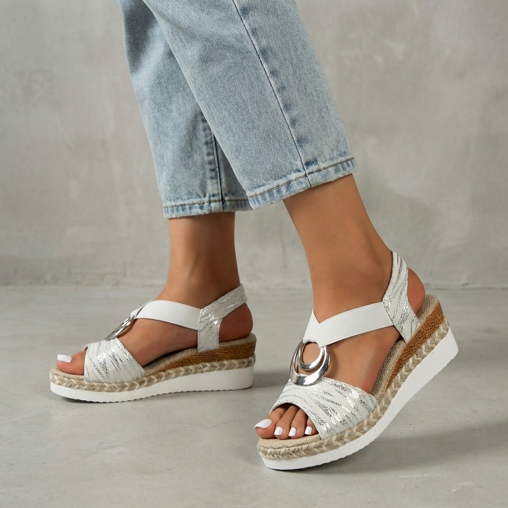Women's Wedge Sandals Espadrille Platform Elastic Ankle Strap Open Toe Walking Shoes