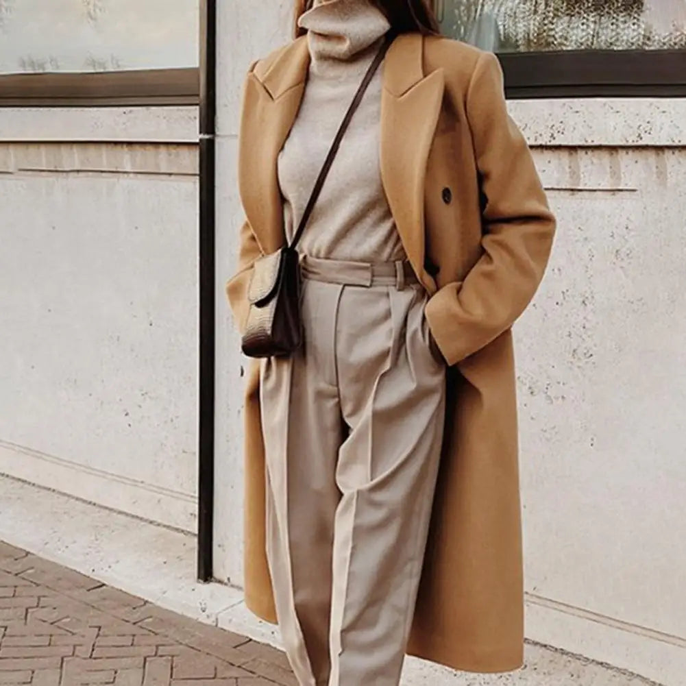 Women's Trenchcoat Double Breasted Notch Collar Lined Workwear