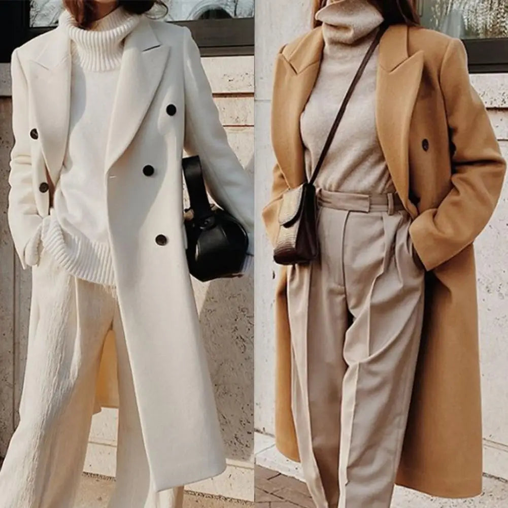 Women's Trenchcoat Double Breasted Notch Collar Lined Workwear