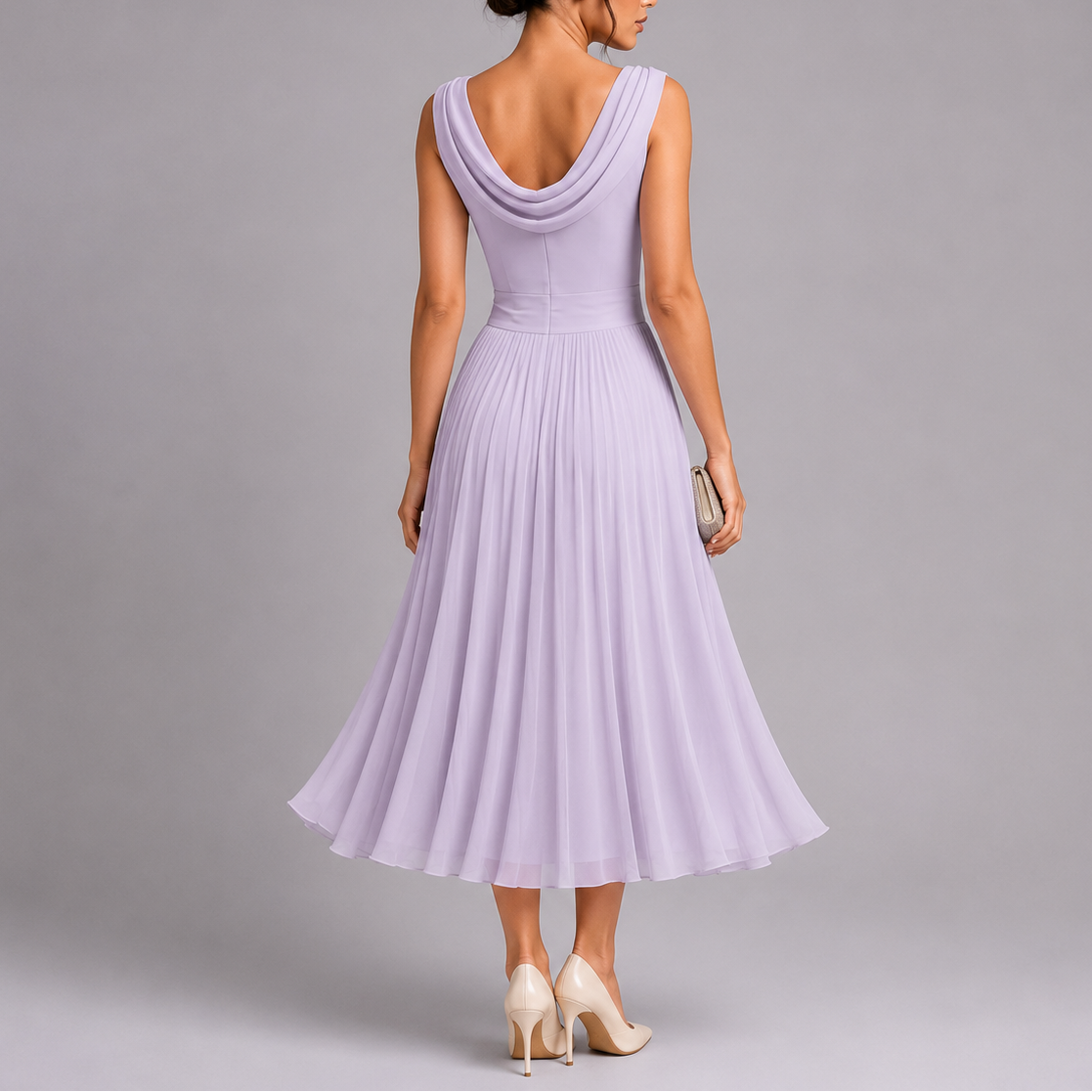 Sleeveless Pleated Midi Occasion Dress