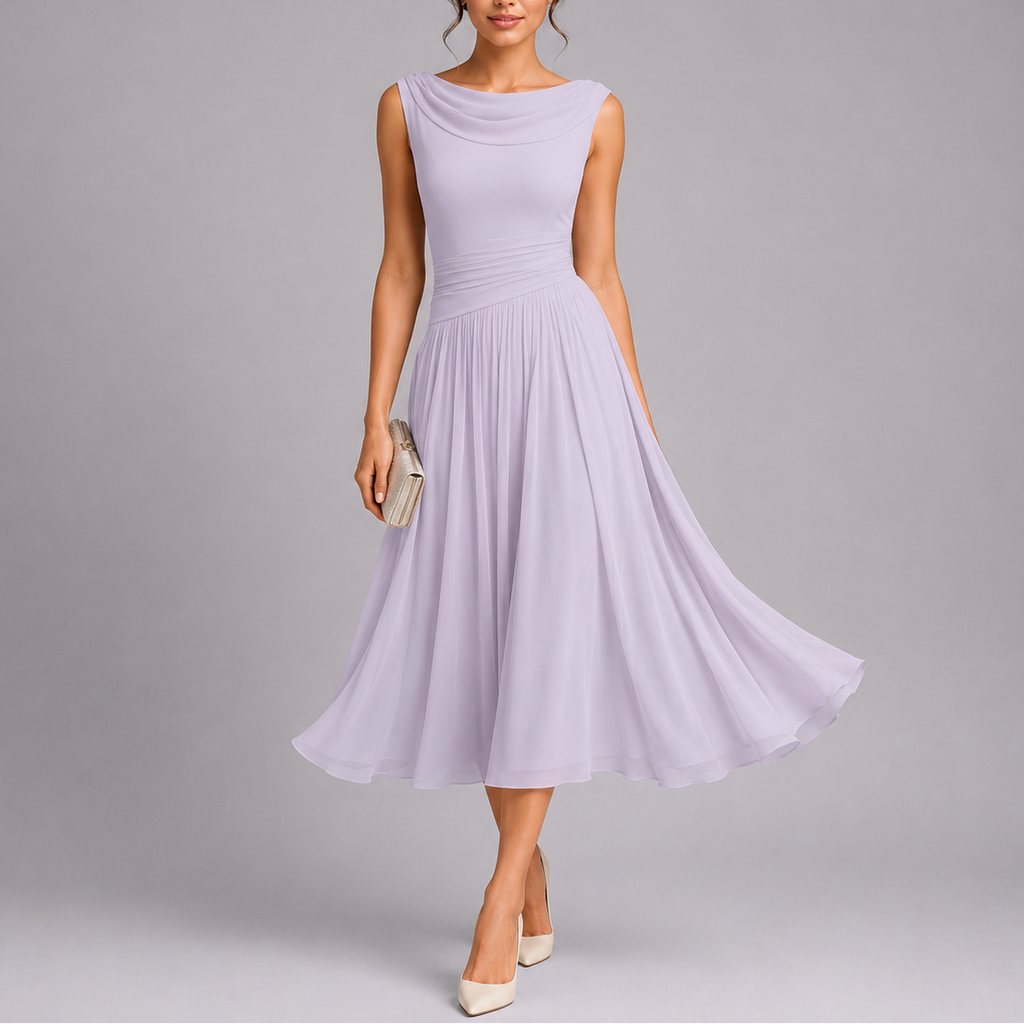 Sleeveless Pleated Midi Occasion Dress