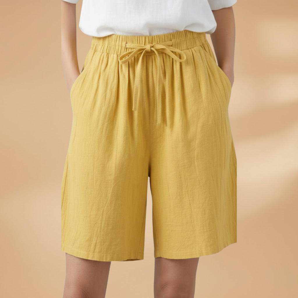 Women's bermuda shorts - loose mid-weight pull-on straight shorts for travel