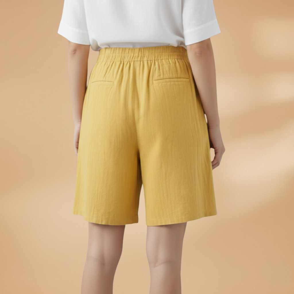 Women's bermuda shorts - loose mid-weight pull-on straight shorts for travel