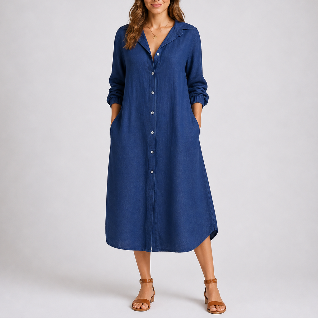 Relaxed Fit Button Down Shirt Dress