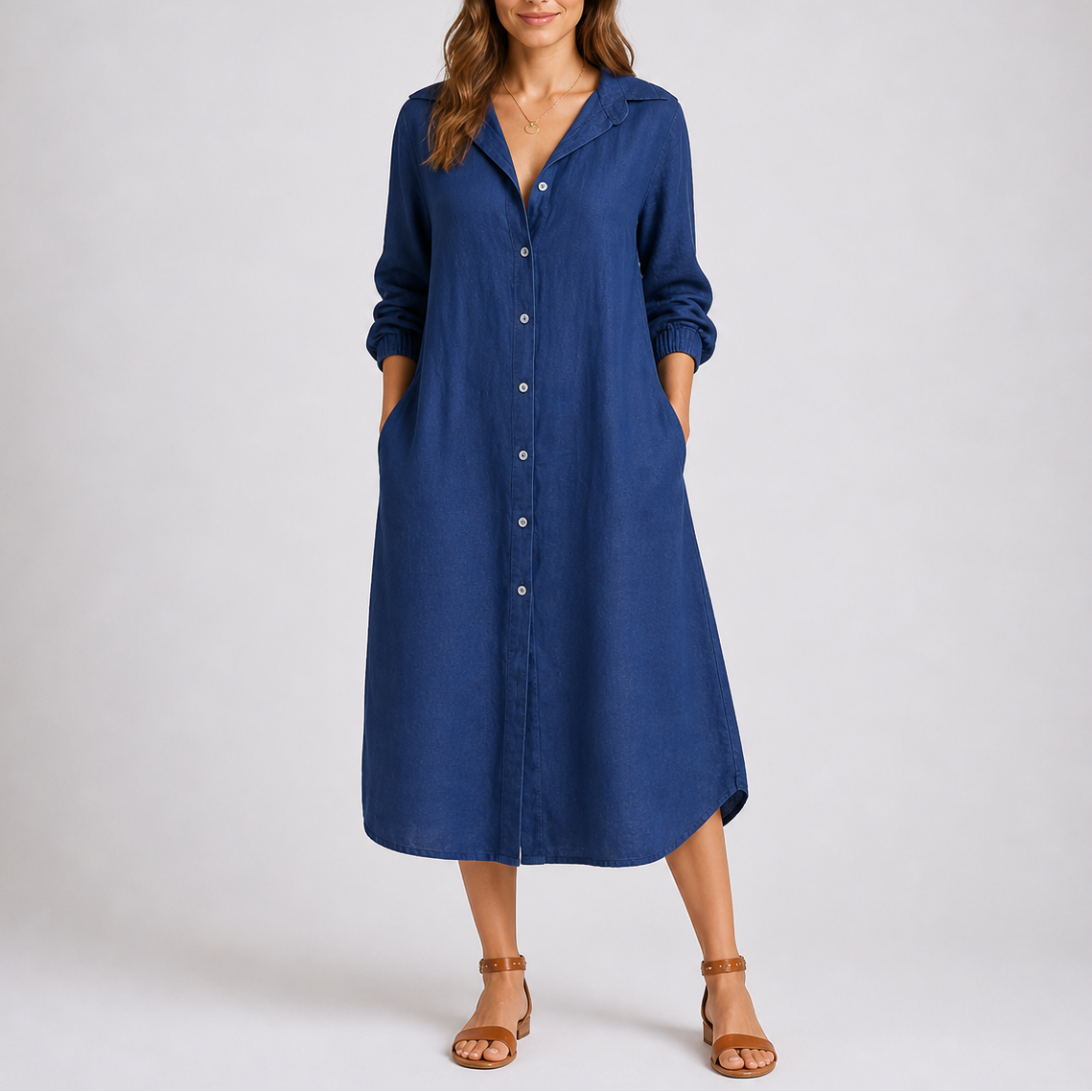 Relaxed Fit Button Down Shirt Dress