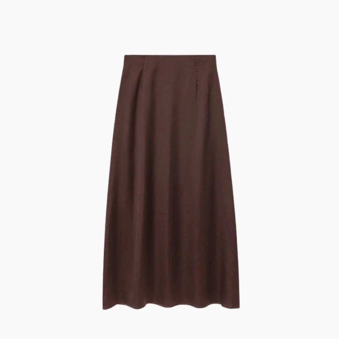 Women's satin maxi skirt — high waisted straight cut — formal event