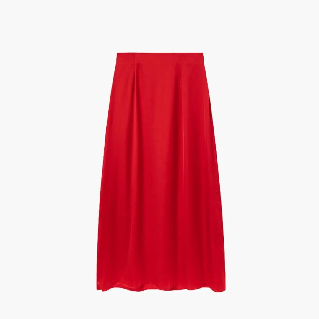 Women's satin maxi skirt — high waisted straight cut — formal event