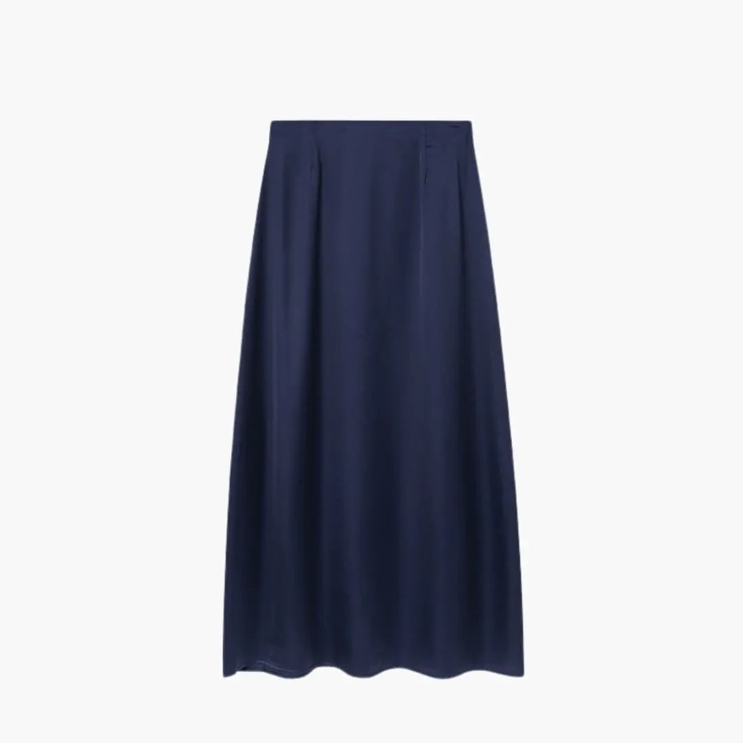 Women's satin maxi skirt — high waisted straight cut — formal event