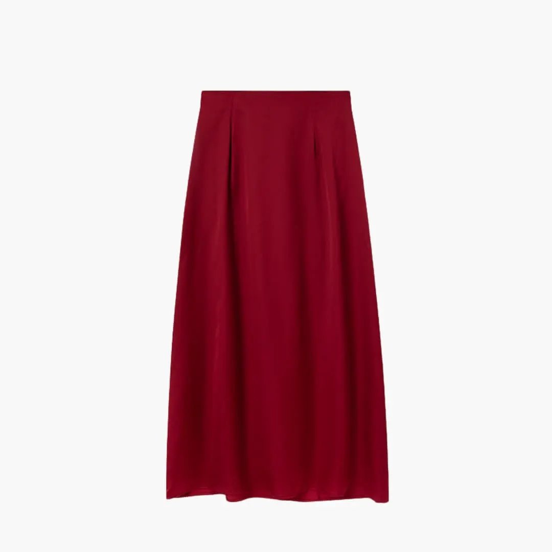Women's satin maxi skirt — high waisted straight cut — formal event