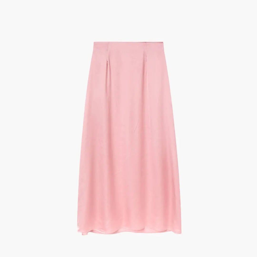 Women's satin maxi skirt — high waisted straight cut — formal event