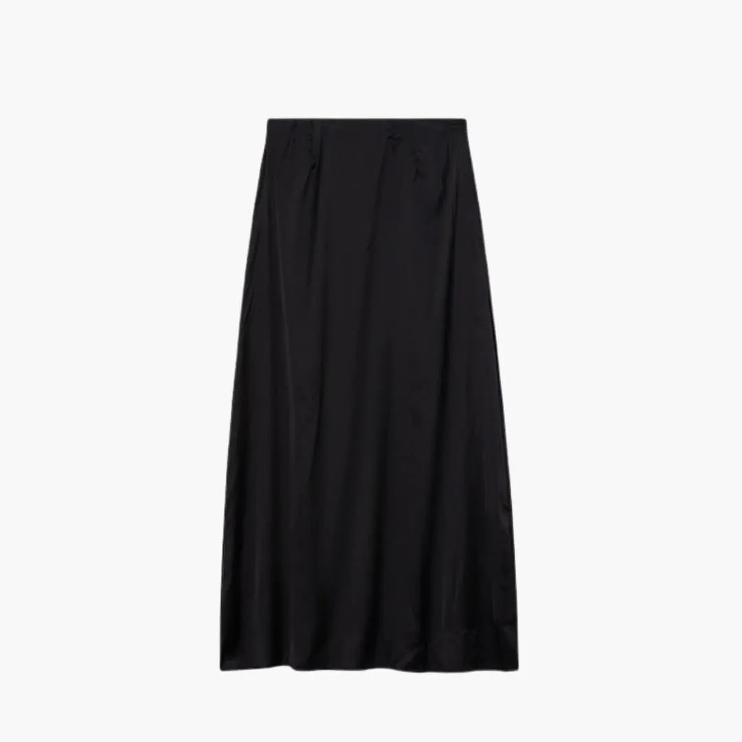 Women's satin maxi skirt — high waisted straight cut — formal event