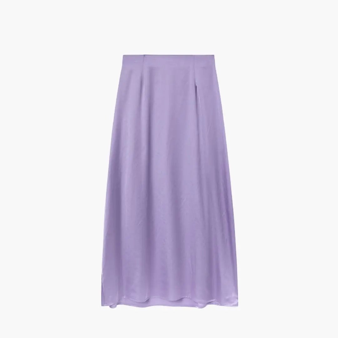 Women's satin maxi skirt — high waisted straight cut — formal event