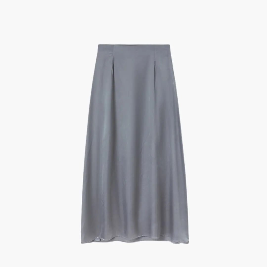 Women's satin maxi skirt — high waisted straight cut — formal event