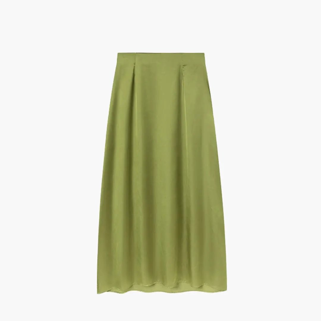Women's satin maxi skirt — high waisted straight cut — formal event
