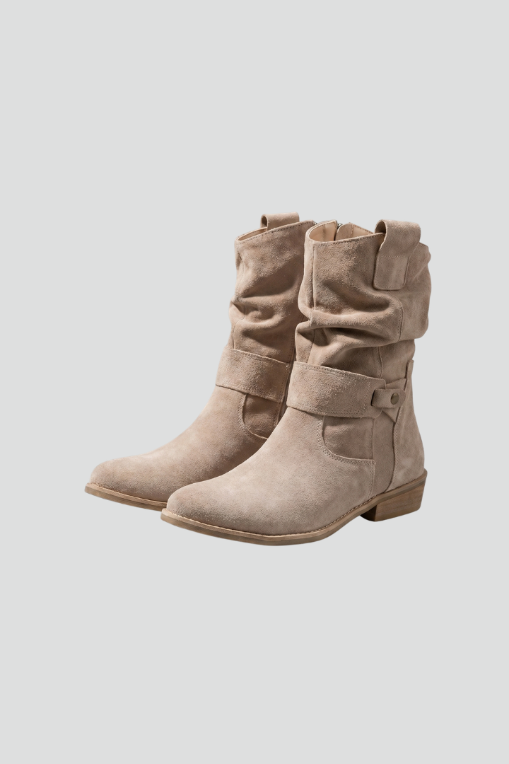 Women's Mid Calf Boots Synthetic Suede Side Zip Low Block Heel Casual Everyday