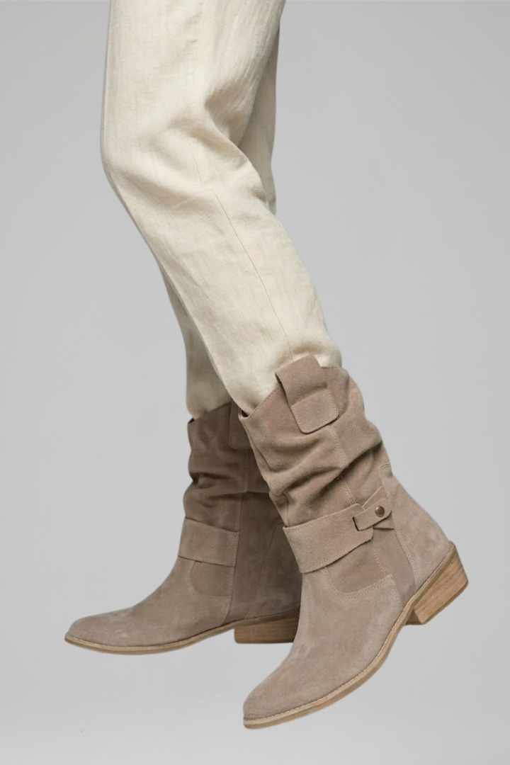 Women's Mid Calf Boots Synthetic Suede Side Zip Low Block Heel Casual Everyday