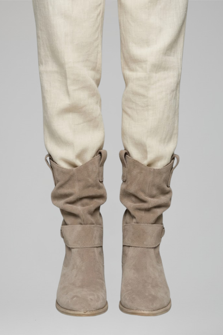 Women's Mid Calf Boots Synthetic Suede Side Zip Low Block Heel Casual Everyday