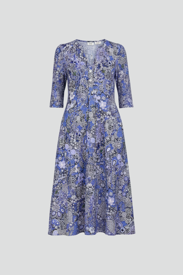 Women's printed dress - pullover three-quarter sleeve midi length dress for pool
