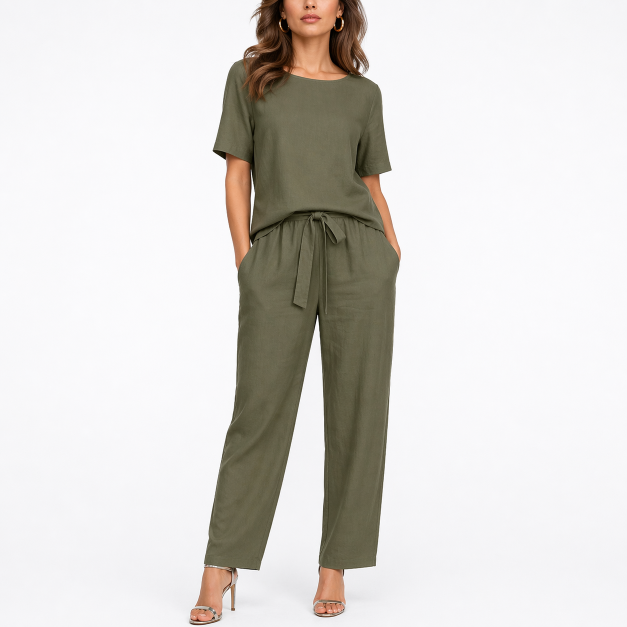Women's Two-Piece Short-Sleeve Trouser Set