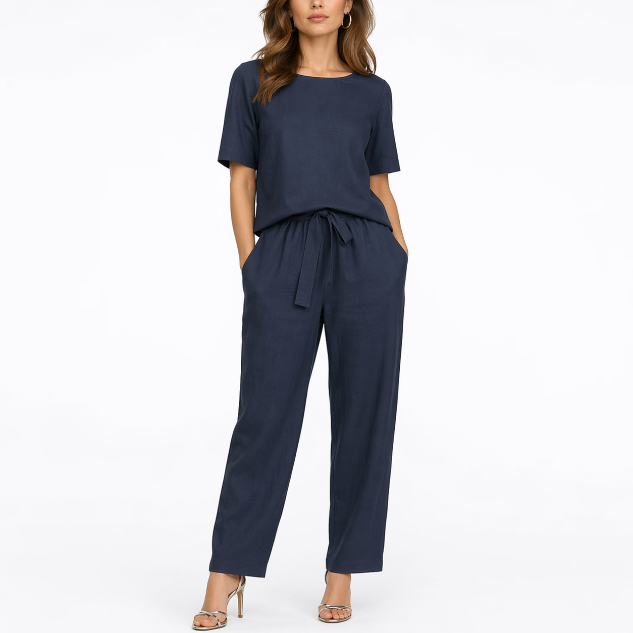 Women's Two-Piece Short-Sleeve Trouser Set