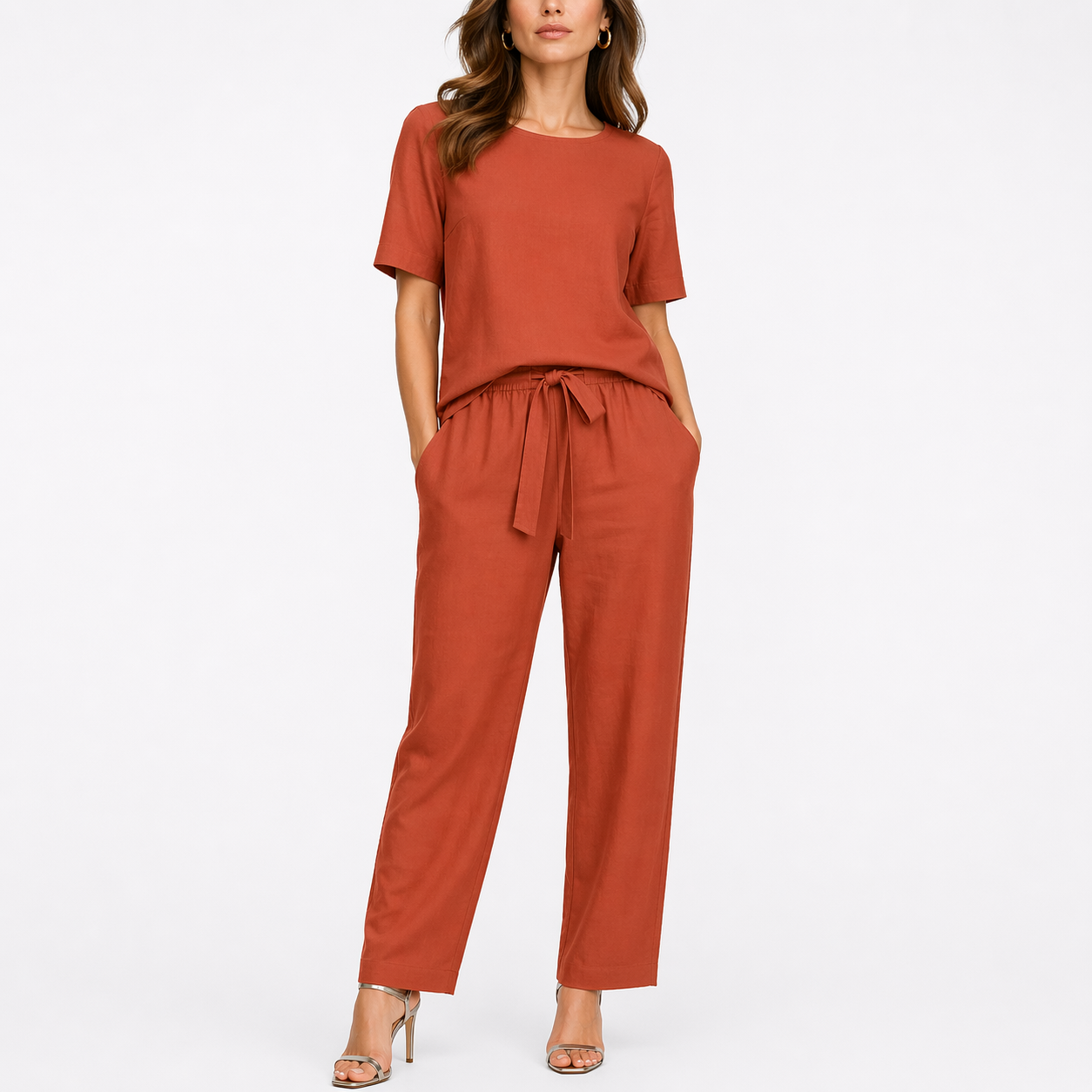 Women's Two-Piece Short-Sleeve Trouser Set