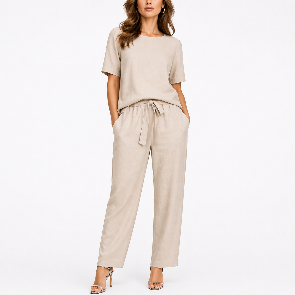 Women's Two-Piece Short-Sleeve Trouser Set
