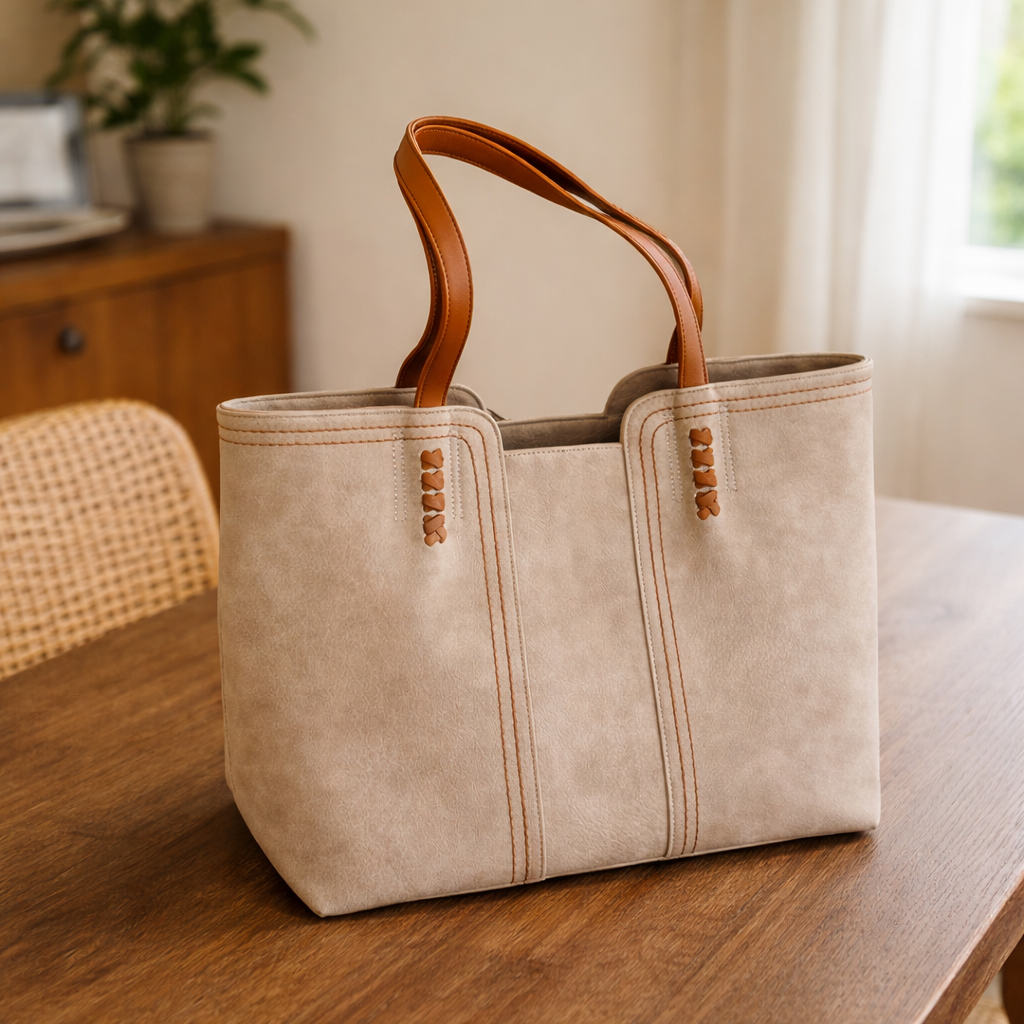 Large women's structured shopper tote bag