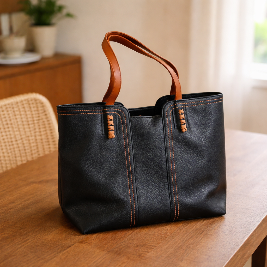 Large women's structured shopper tote bag