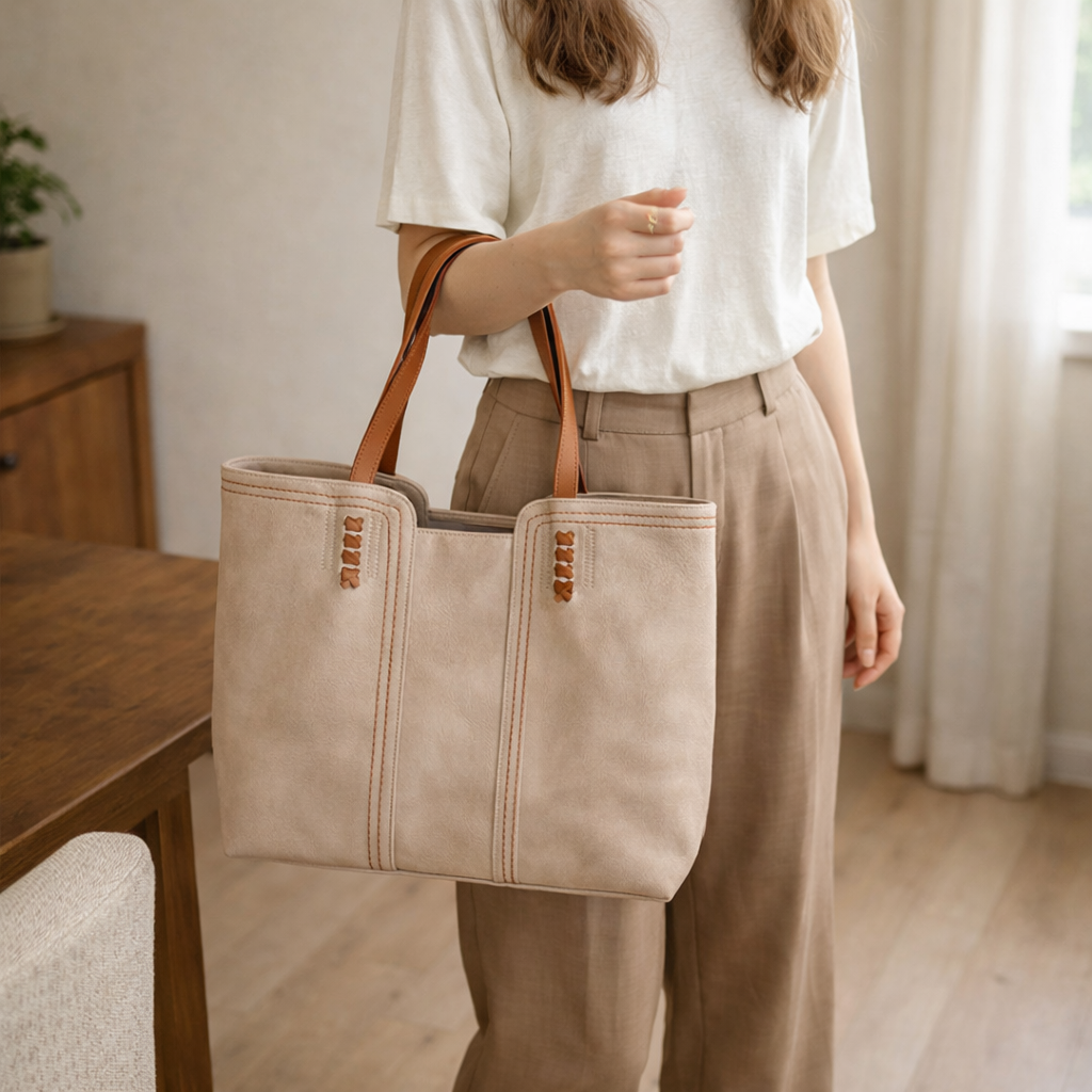 Large women's structured shopper tote bag