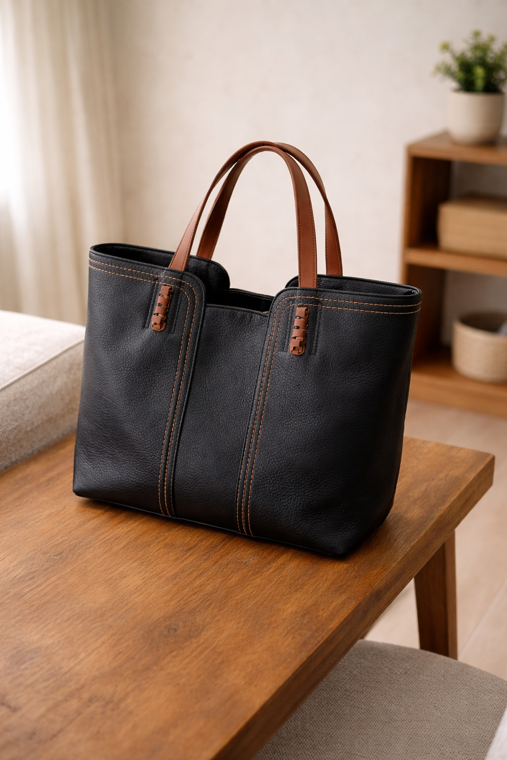 Large women's structured shopper tote bag