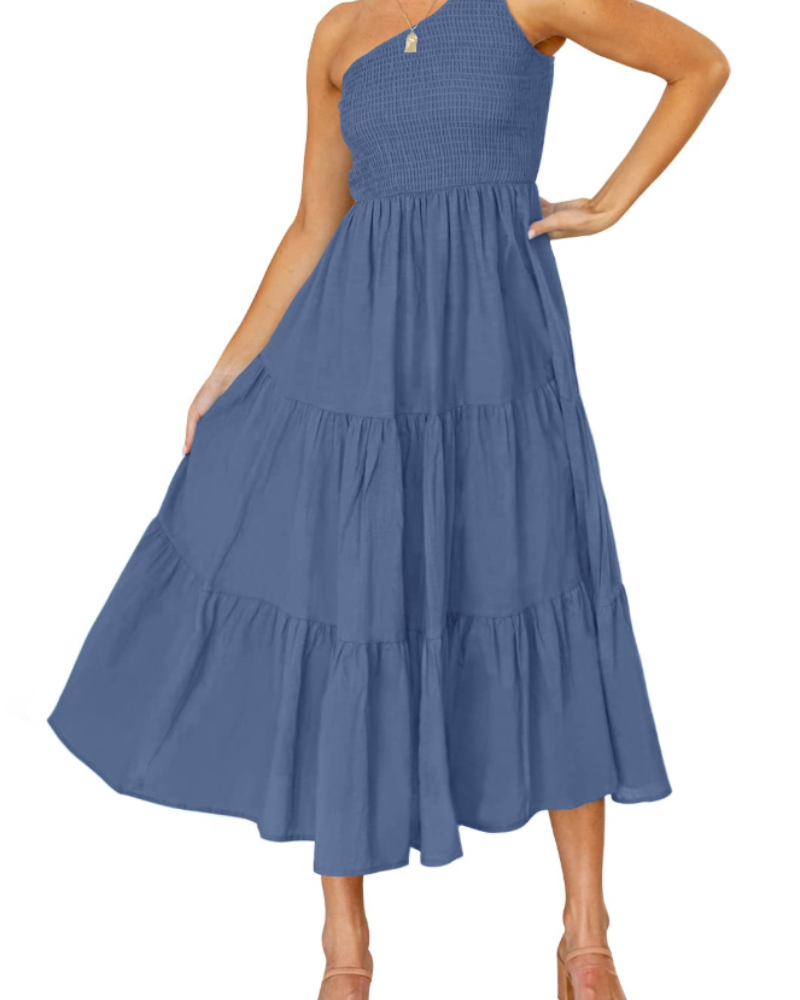 Women's maxi dress — one-shoulder bohemian style for summer parties