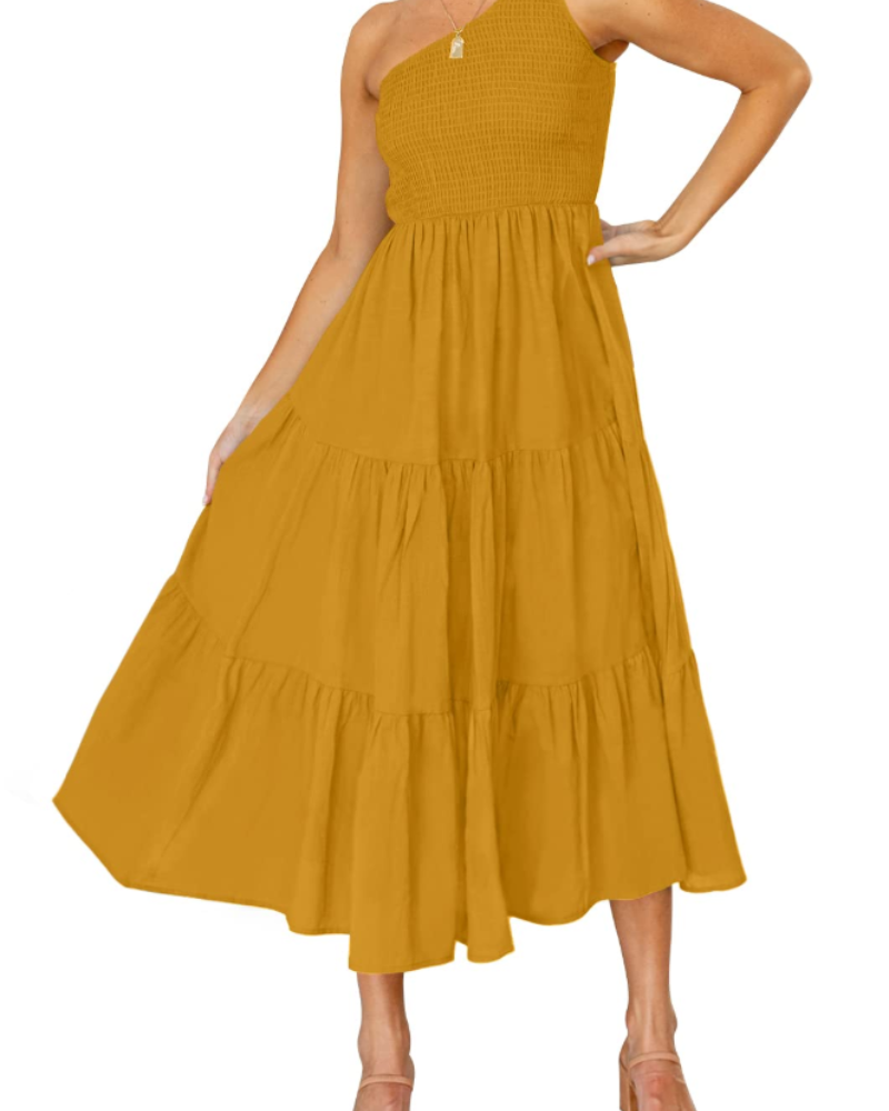 Women's maxi dress — one-shoulder bohemian style for summer parties