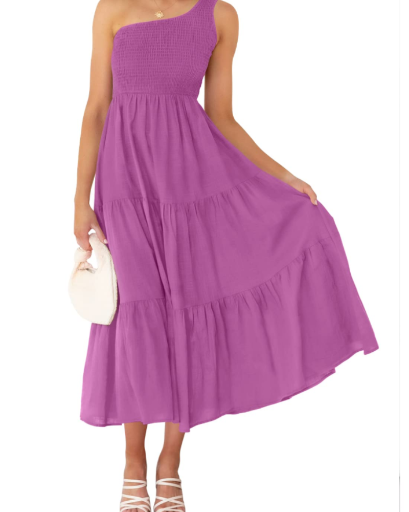 Women's maxi dress — one-shoulder bohemian style for summer parties