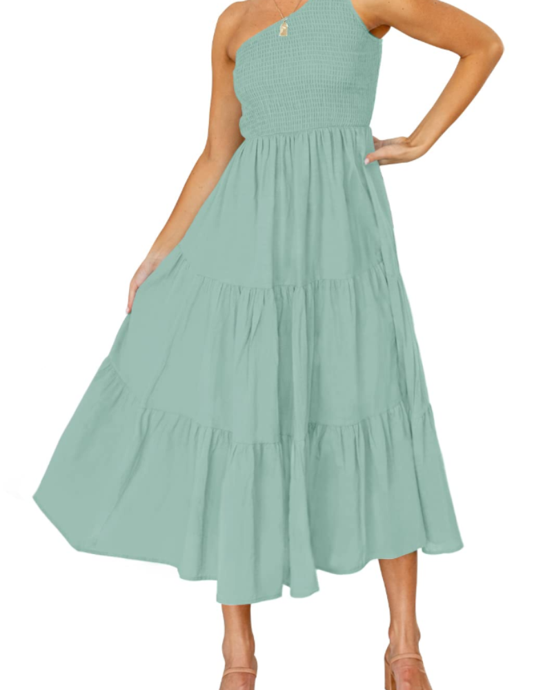 Women's maxi dress — one-shoulder bohemian style for summer parties