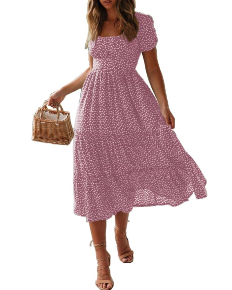 Women's floral summer dress | square neck with short sleeves for vacation