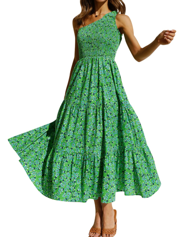 Women's maxi dress — one-shoulder bohemian style for summer parties