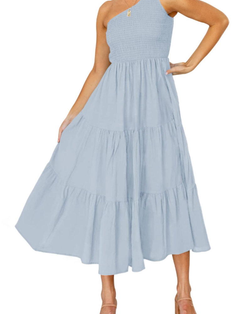Women's maxi dress — one-shoulder bohemian style for summer parties
