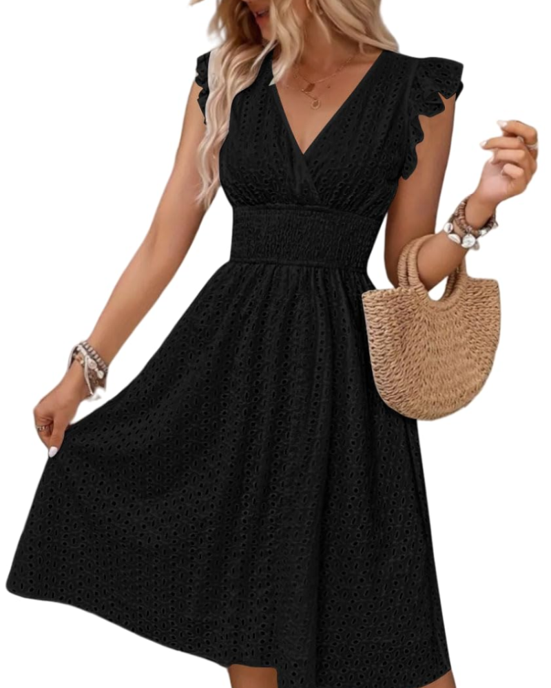 Women's bohemian dress — V-neck with ruffle sleeves for casual daily wear