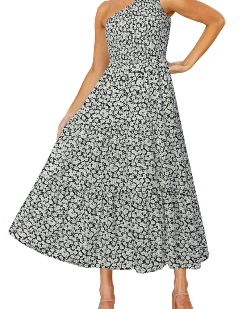 Women's maxi dress — one-shoulder bohemian style for summer parties