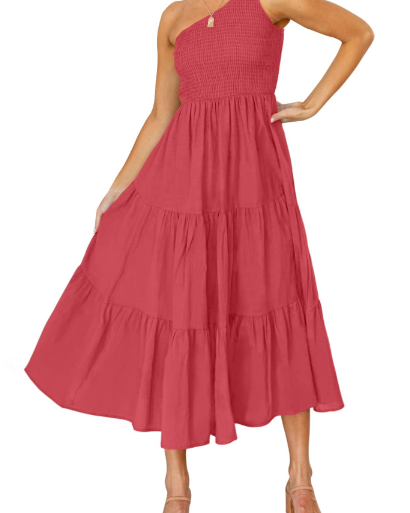Women's maxi dress — one-shoulder bohemian style for summer parties