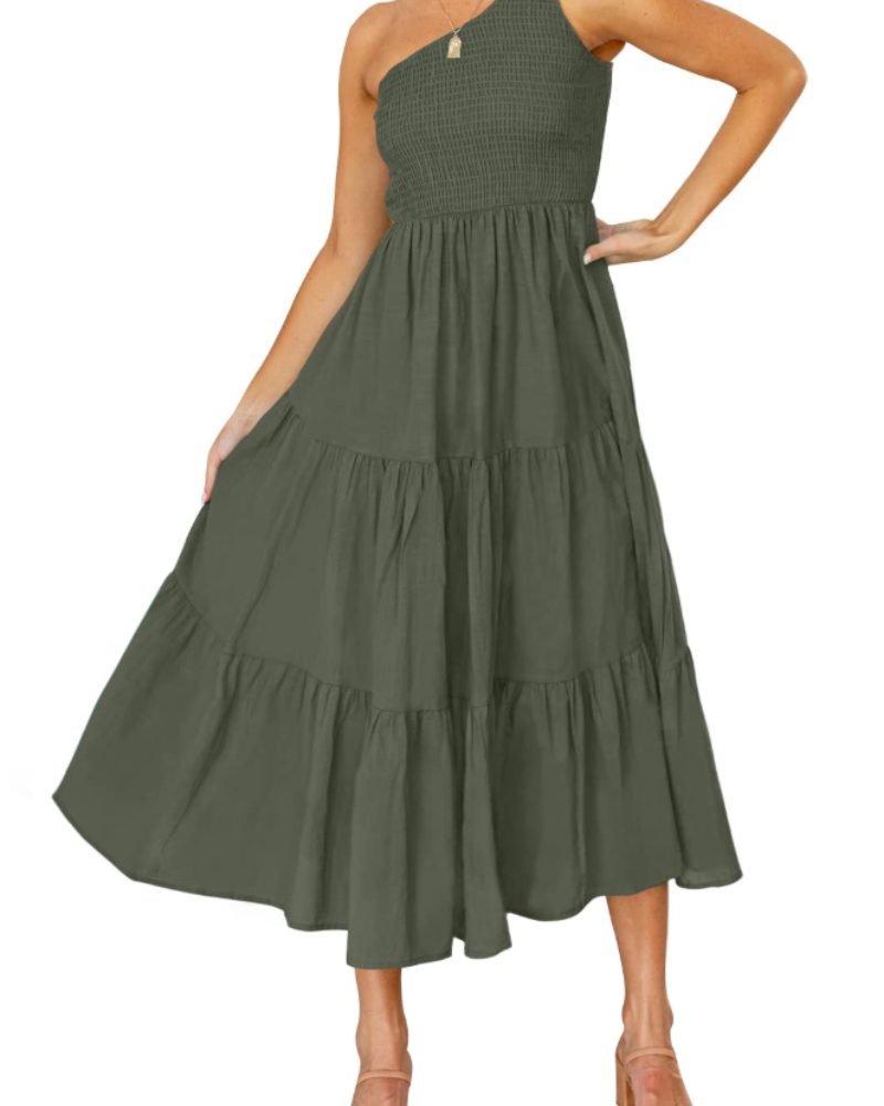 Women's maxi dress — one-shoulder bohemian style for summer parties