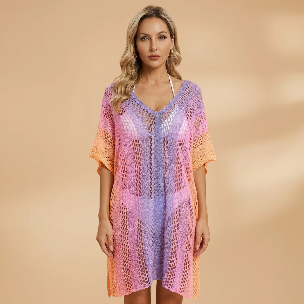 Women's kimono swimwear cover-up — short draped sleeve — beach and vacation