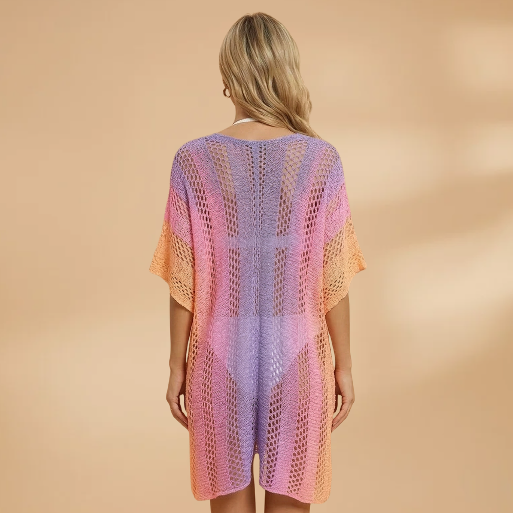 Women's kimono swimwear cover-up — short draped sleeve — beach and vacation