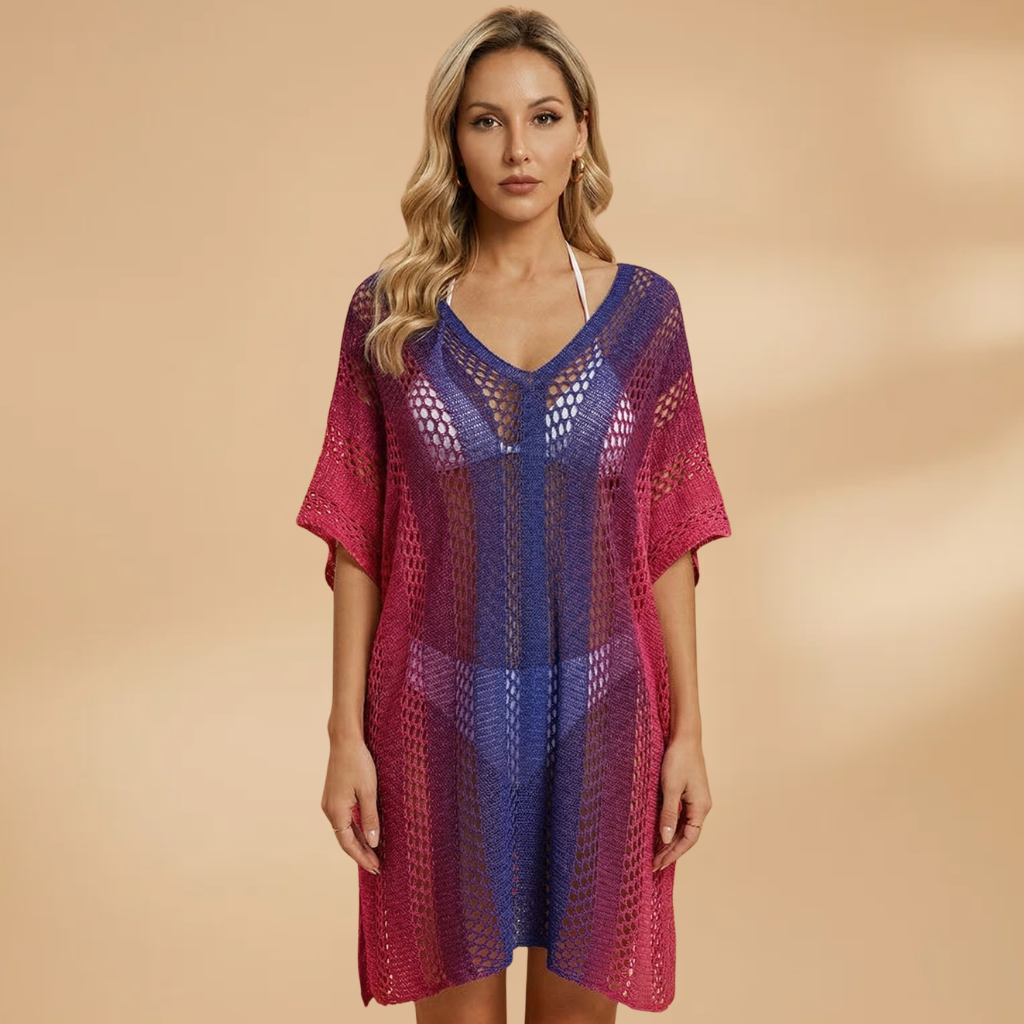 Women's kimono swimwear cover-up — short draped sleeve — beach and vacation