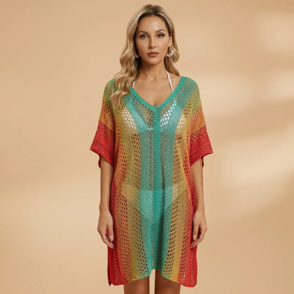 Women's kimono swimwear cover-up — short draped sleeve — beach and vacation