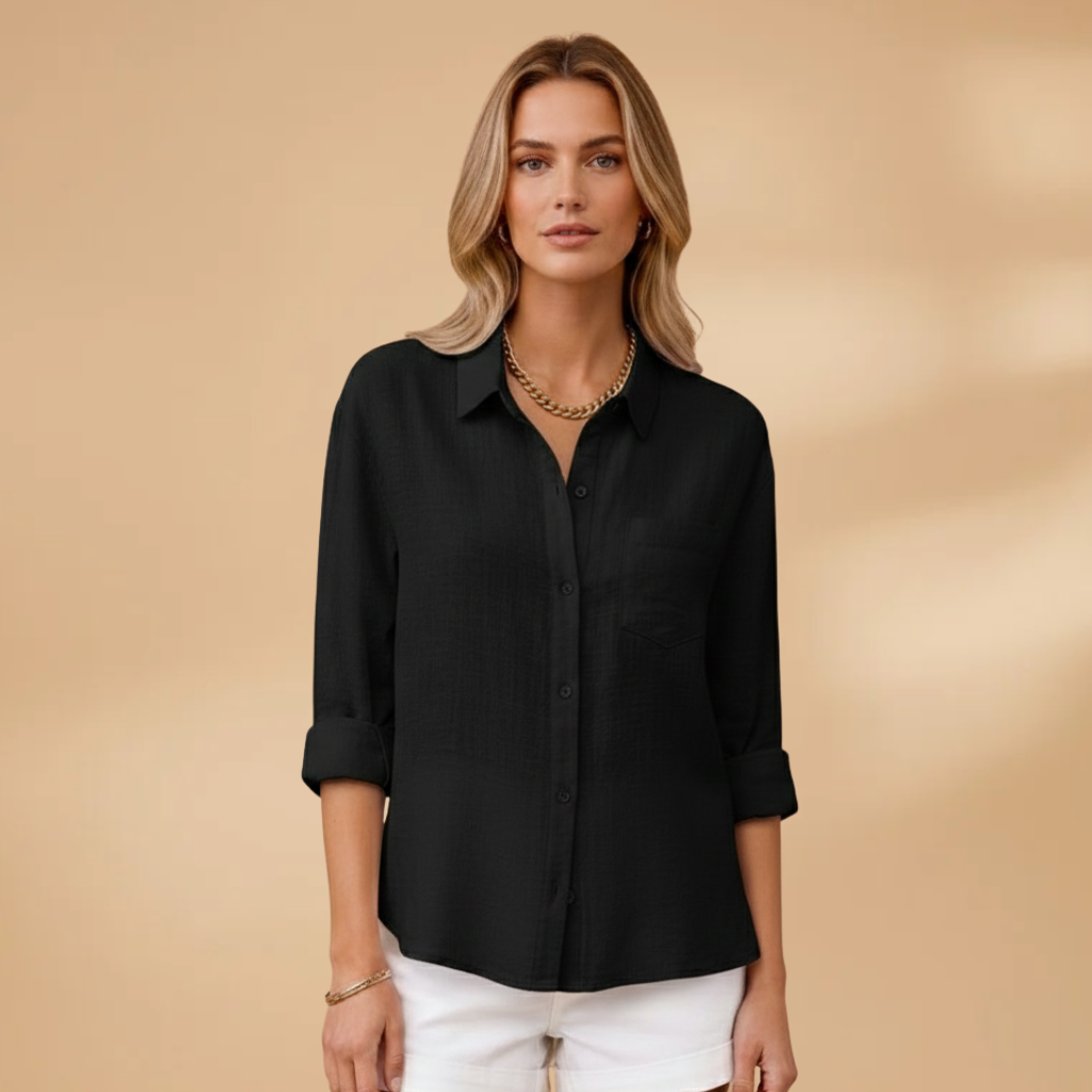 Women's casual shirt - short sleeve buttoned pullover blouse for travel