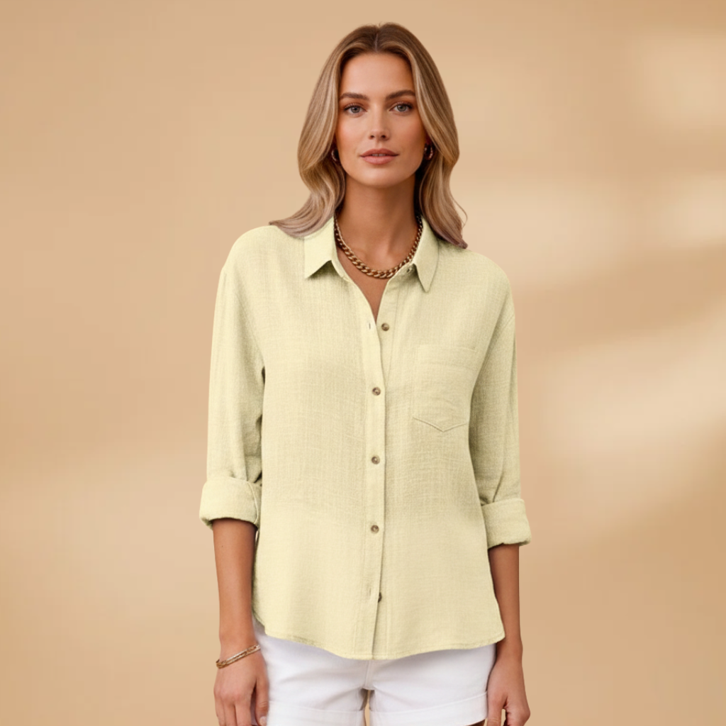 Women's casual shirt - short sleeve buttoned pullover blouse for travel