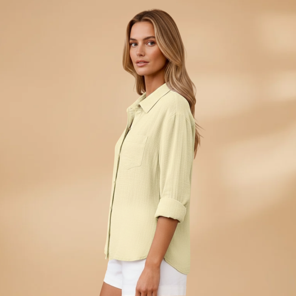 Women's casual shirt - short sleeve buttoned pullover blouse for travel