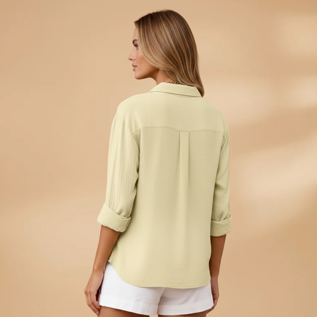 Women's casual shirt - short sleeve buttoned pullover blouse for travel